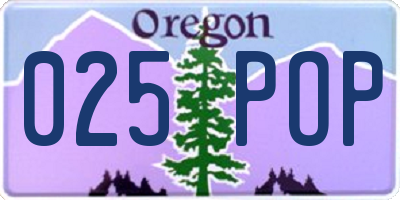 OR license plate 025POP