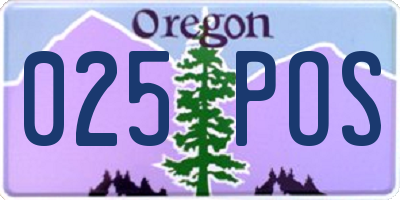 OR license plate 025POS