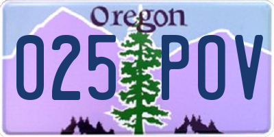 OR license plate 025POV