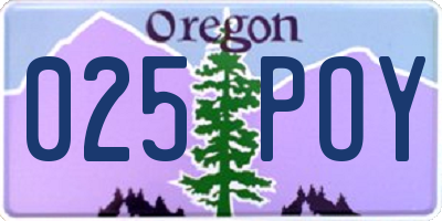 OR license plate 025POY