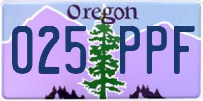 OR license plate 025PPF