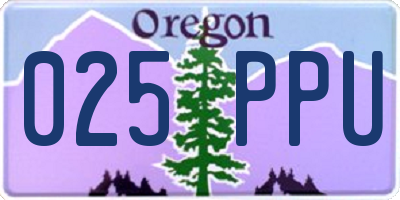 OR license plate 025PPU