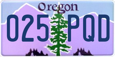 OR license plate 025PQD