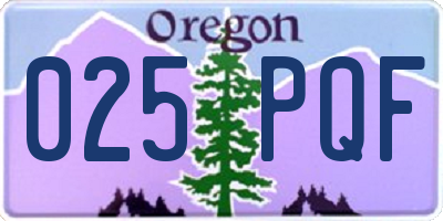 OR license plate 025PQF