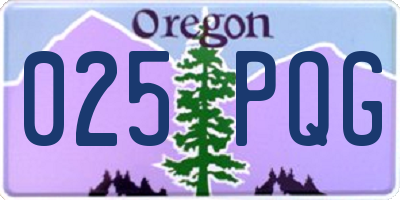 OR license plate 025PQG