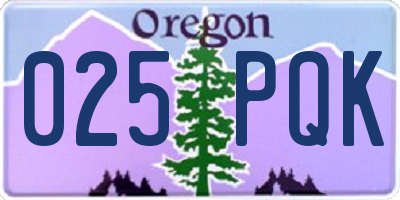 OR license plate 025PQK