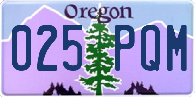 OR license plate 025PQM
