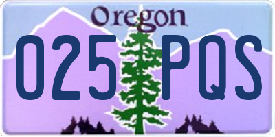 OR license plate 025PQS