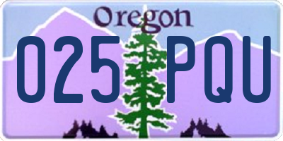 OR license plate 025PQU