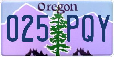 OR license plate 025PQY