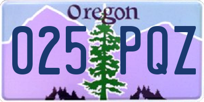 OR license plate 025PQZ
