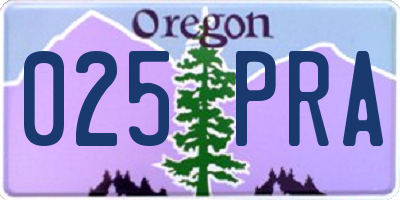 OR license plate 025PRA