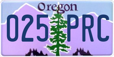 OR license plate 025PRC