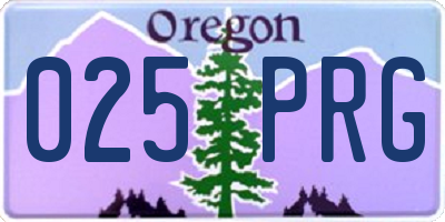OR license plate 025PRG