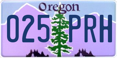 OR license plate 025PRH