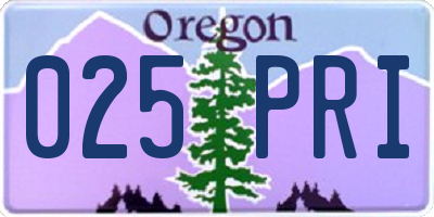 OR license plate 025PRI