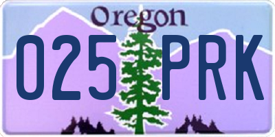 OR license plate 025PRK