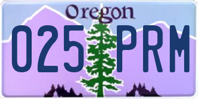 OR license plate 025PRM