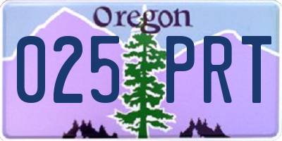 OR license plate 025PRT