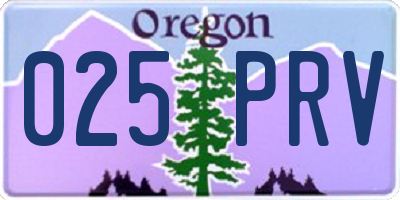 OR license plate 025PRV
