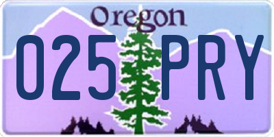 OR license plate 025PRY