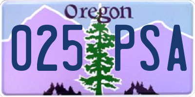 OR license plate 025PSA