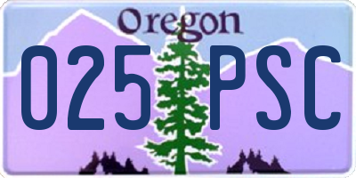OR license plate 025PSC