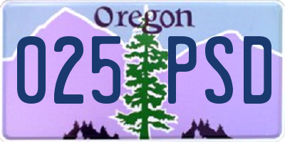 OR license plate 025PSD