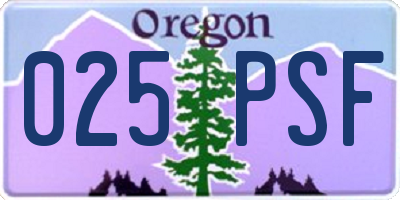 OR license plate 025PSF