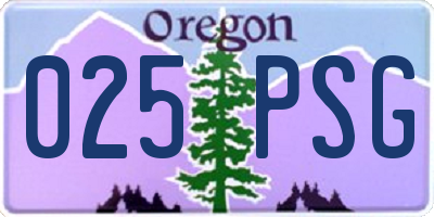OR license plate 025PSG