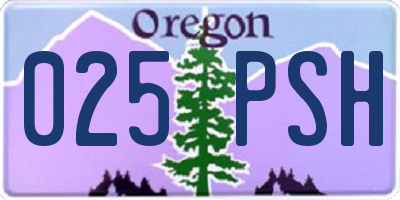 OR license plate 025PSH