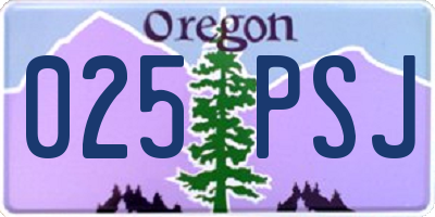 OR license plate 025PSJ