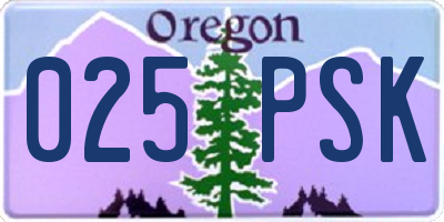OR license plate 025PSK