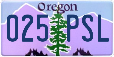 OR license plate 025PSL
