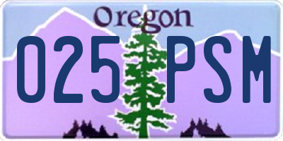 OR license plate 025PSM