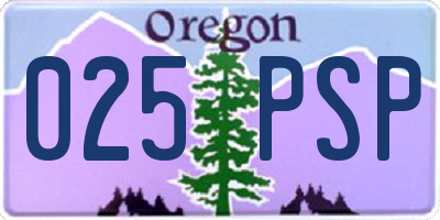 OR license plate 025PSP