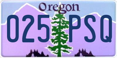 OR license plate 025PSQ