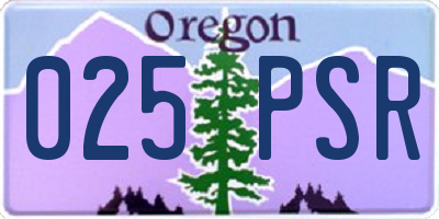 OR license plate 025PSR