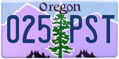 OR license plate 025PST