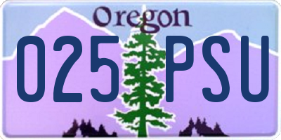 OR license plate 025PSU