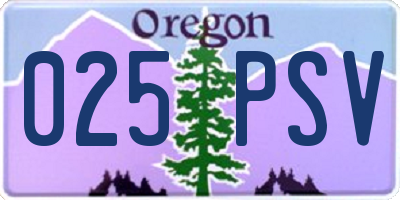 OR license plate 025PSV