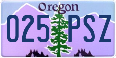 OR license plate 025PSZ