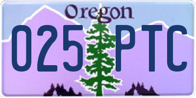OR license plate 025PTC