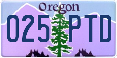 OR license plate 025PTD