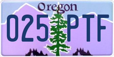 OR license plate 025PTF