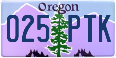 OR license plate 025PTK
