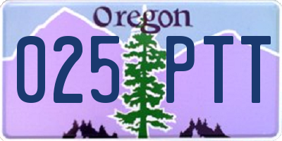 OR license plate 025PTT