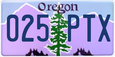 OR license plate 025PTX