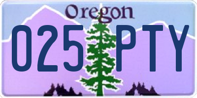 OR license plate 025PTY