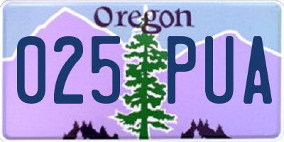 OR license plate 025PUA